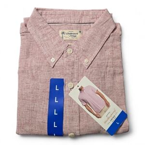 Weatherproof Vintage Linen Cotton Blend Short Sleeve Woven‎ Shirt Size Large NEW